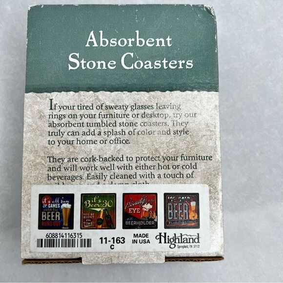 COASTER SET OF 4 ABSORBENT STONE COASTERS - Picture 2 of 7